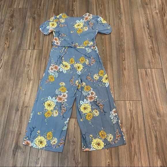 Band of Gypsies Blue Floral cropped Pantsuit XS - Picture 6 of 9